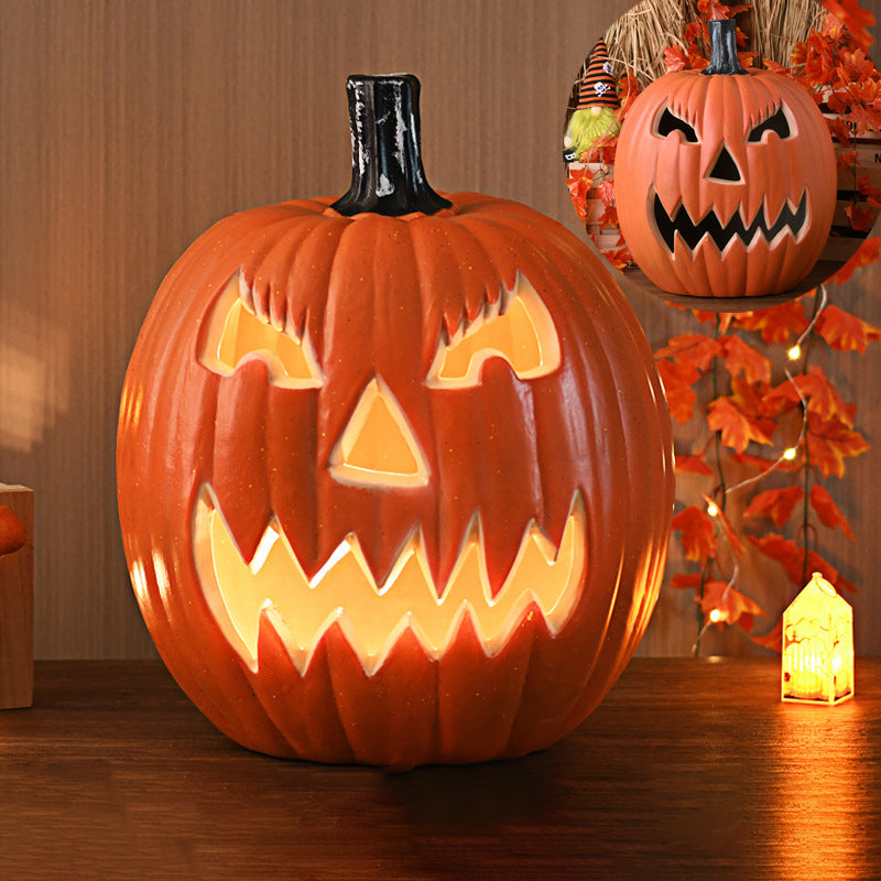 Pumpkin Jack-O-Lantern Light Battery Operated LED Carved Pumpkin Lamp Halloween Indoor Decorative Floor Lamp for Living 