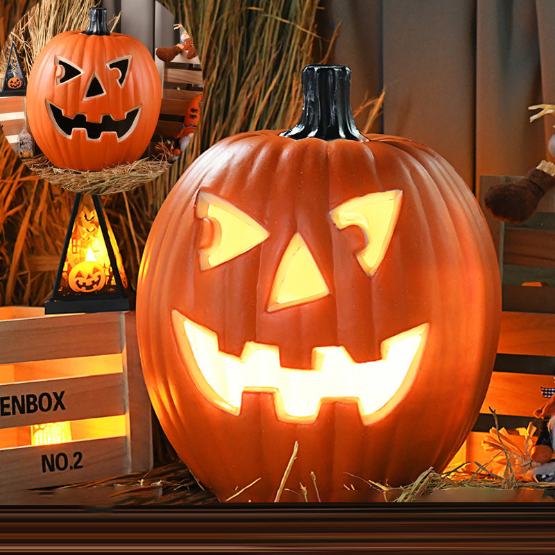 Pumpkin Jack-O-Lantern Light Battery Operated LED Carved Pumpkin Lamp Halloween Indoor Decorative Floor Lamp for Living 