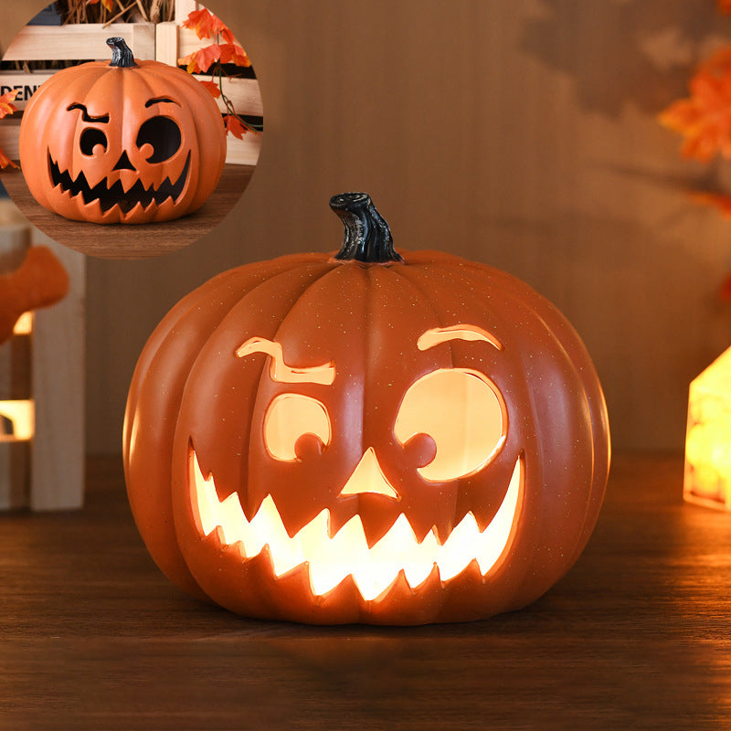 Pumpkin Jack-O-Lantern Light Battery Operated LED Carved Pumpkin Lamp Halloween Indoor Decorative Floor Lamp for Living 