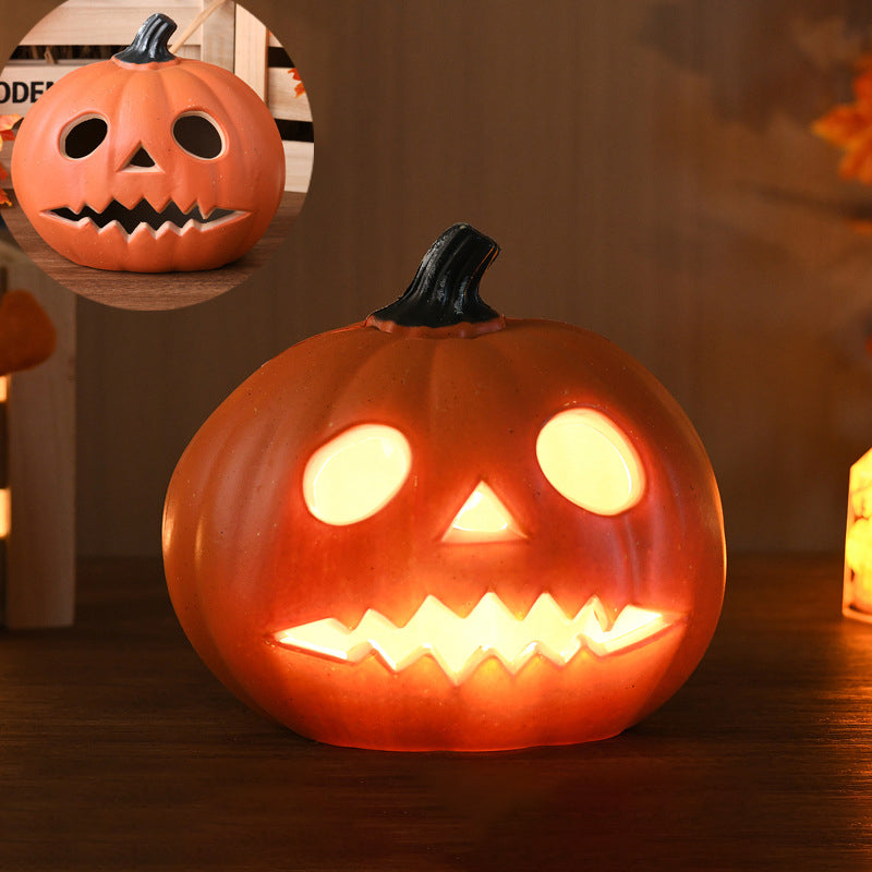 Pumpkin Jack-O-Lantern Light Battery Operated LED Carved Pumpkin Lamp Halloween Indoor Decorative Floor Lamp for Living 