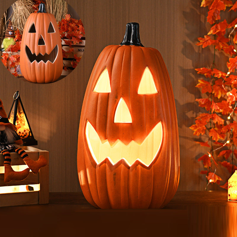 Pumpkin Jack-O-Lantern Light Battery Operated LED Carved Pumpkin Lamp Halloween Indoor Decorative Floor Lamp for Living 