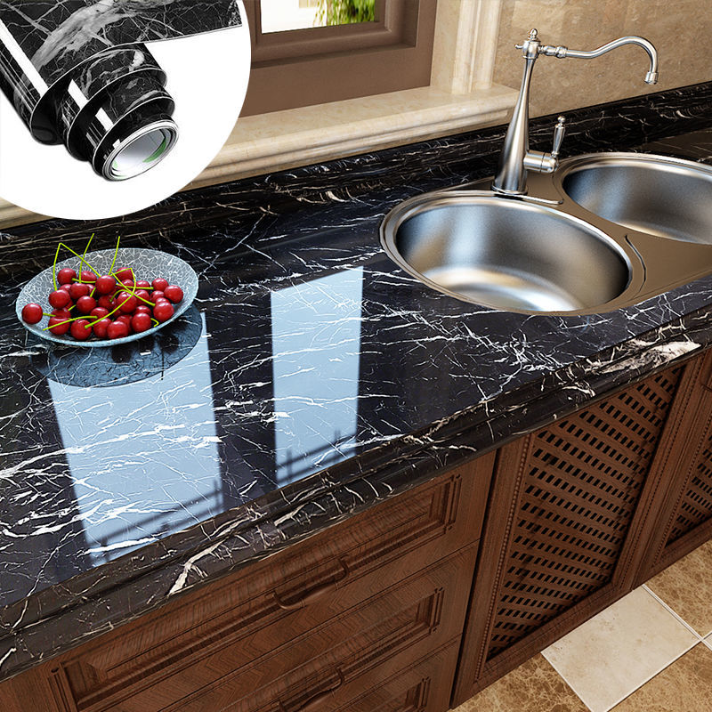 PVC Solid Vinyl Marble Wallpaper Waterproof Self-Adhesive