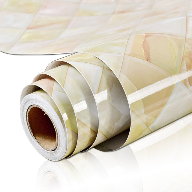 PVC Solid Vinyl Marble Wallpaper Waterproof Self-Adhesive
