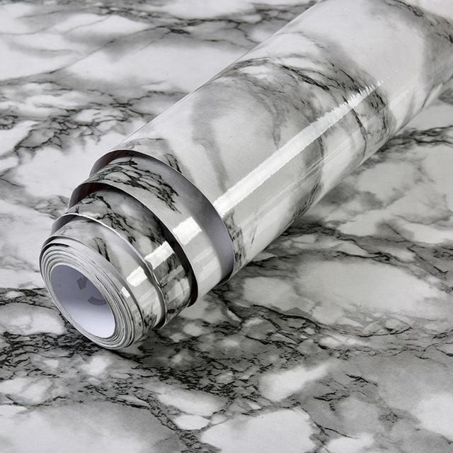 PVC Solid Vinyl Marble Wallpaper Waterproof Self-Adhesive