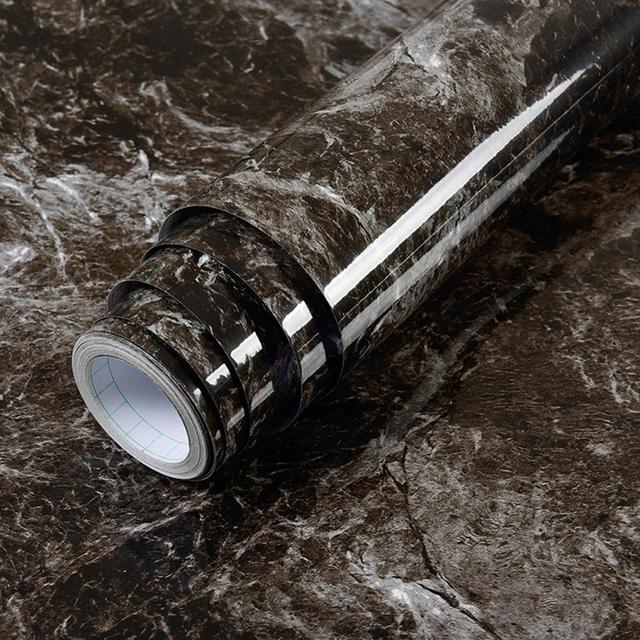 PVC Solid Vinyl Marble Wallpaper Waterproof Self-Adhesive