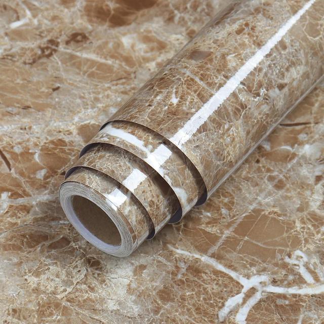 PVC Solid Vinyl Marble Wallpaper Waterproof Self-Adhesive