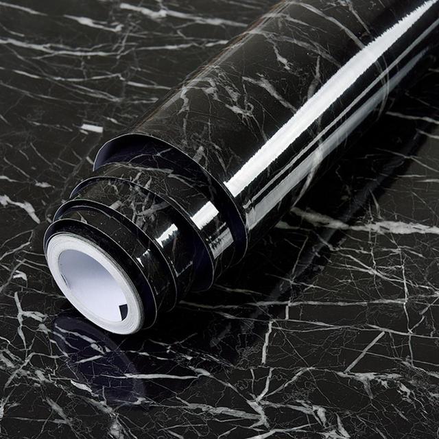 PVC Solid Vinyl Marble Wallpaper Waterproof Self-Adhesive