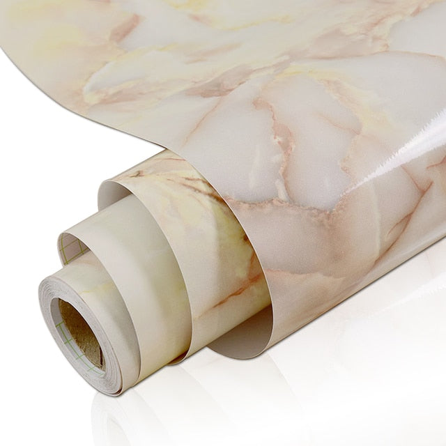 PVC Solid Vinyl Marble Wallpaper Waterproof Self-Adhesive