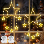 Quntis Large Christmas Window Star Lights – 2 Pack, 95cm, 84 LED, 12 Stars, Battery Operated with Timer & 8 Modes, Warm 