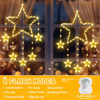 Quntis Large Christmas Window Star Lights – 2 Pack, 95cm, 84 LED, 12 Stars, Battery Operated with Timer & 8 Modes, Warm 