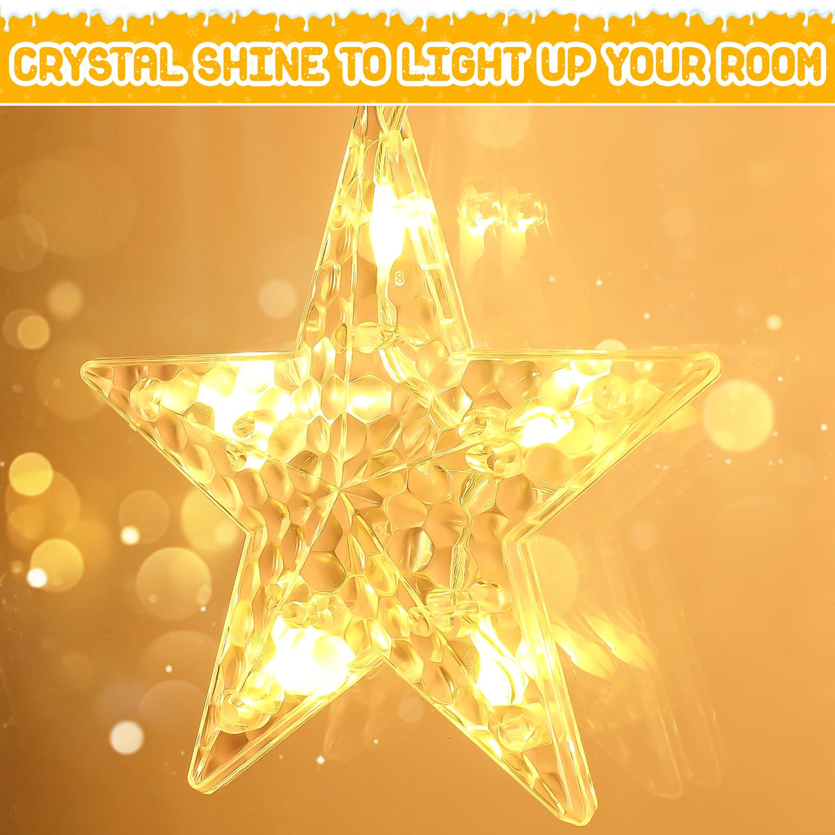 Quntis Large Christmas Window Star Lights – 2 Pack, 95cm, 84 LED, 12 Stars, Battery Operated with Timer & 8 Modes, Warm 