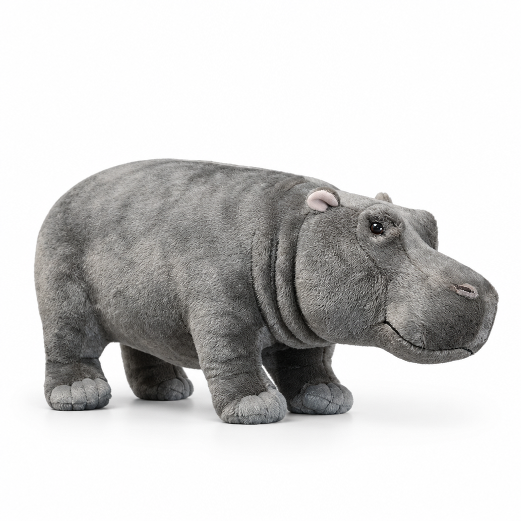 Realistic Hippo Plush Toy – Soft Lifelike Stuffed Animal, 3+ Years
