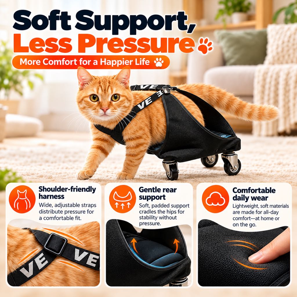 Rear Leg Pet Wheelchair for Cats & Small Dogs – Mobility Support for Weak Hind Legs & Daily Walking