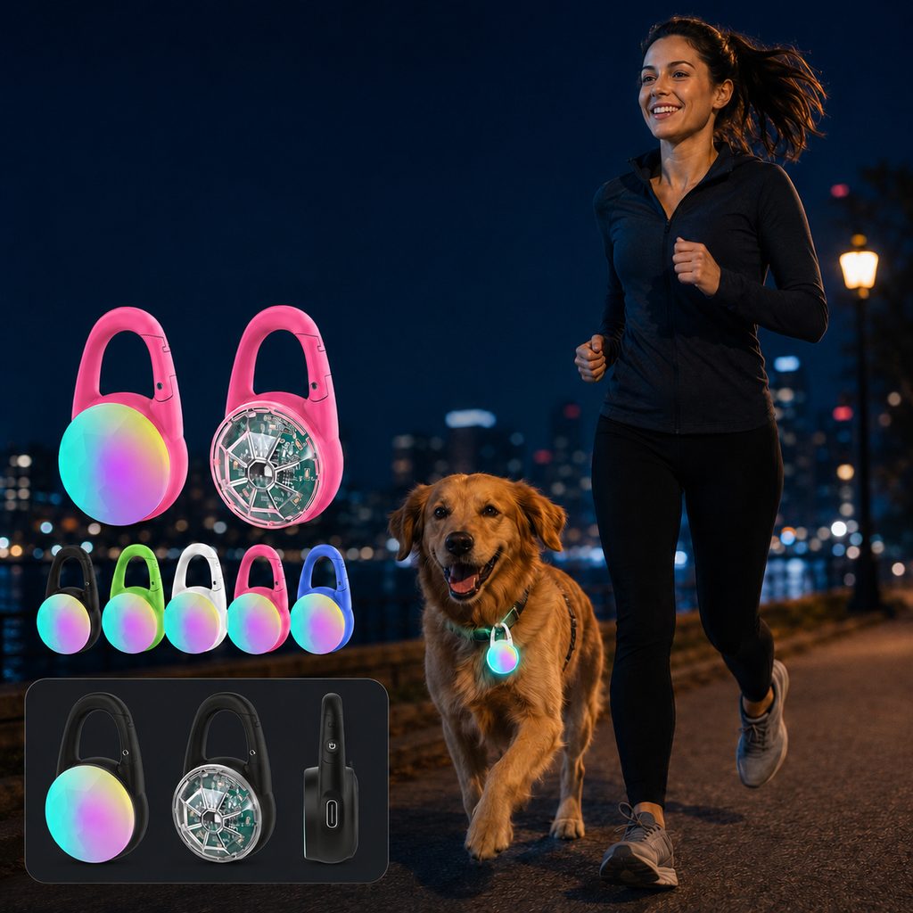 Rechargeable Clip-On LED Dog Safety Light for Night Walks – Keeps Pets Visible During Evening Walks, Jogging & Outdoor A