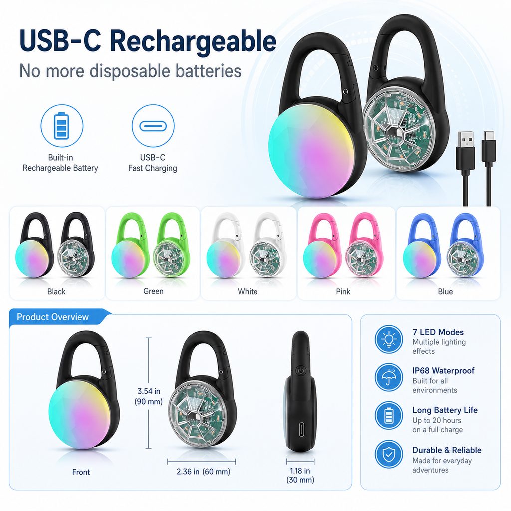 Rechargeable Clip-On LED Dog Safety Light for Night Walks – Keeps Pets Visible During Evening Walks, Jogging & Outdoor A