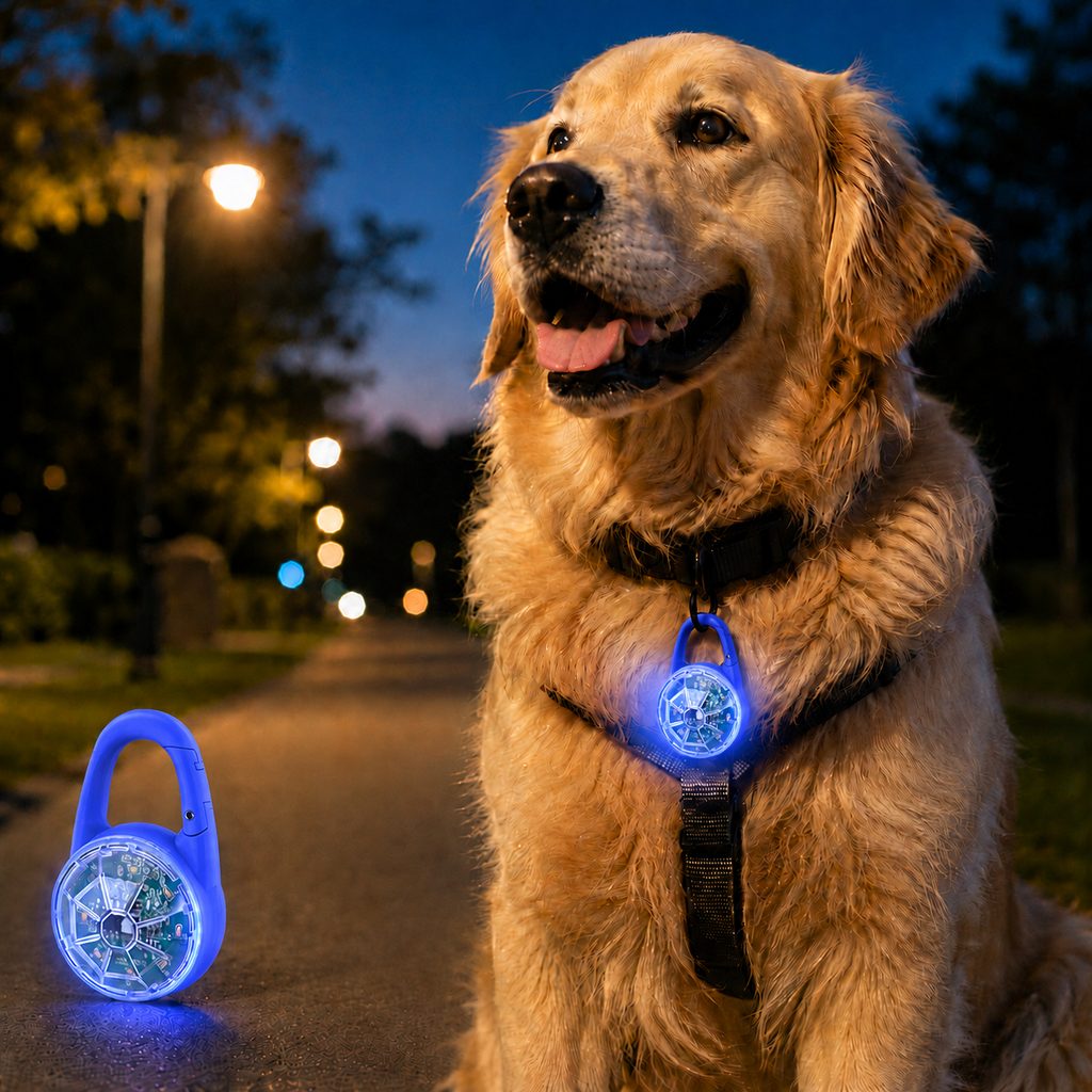 Rechargeable Clip-On LED Dog Safety Light for Night Walks – Keeps Pets Visible During Evening Walks, Jogging & Outdoor A