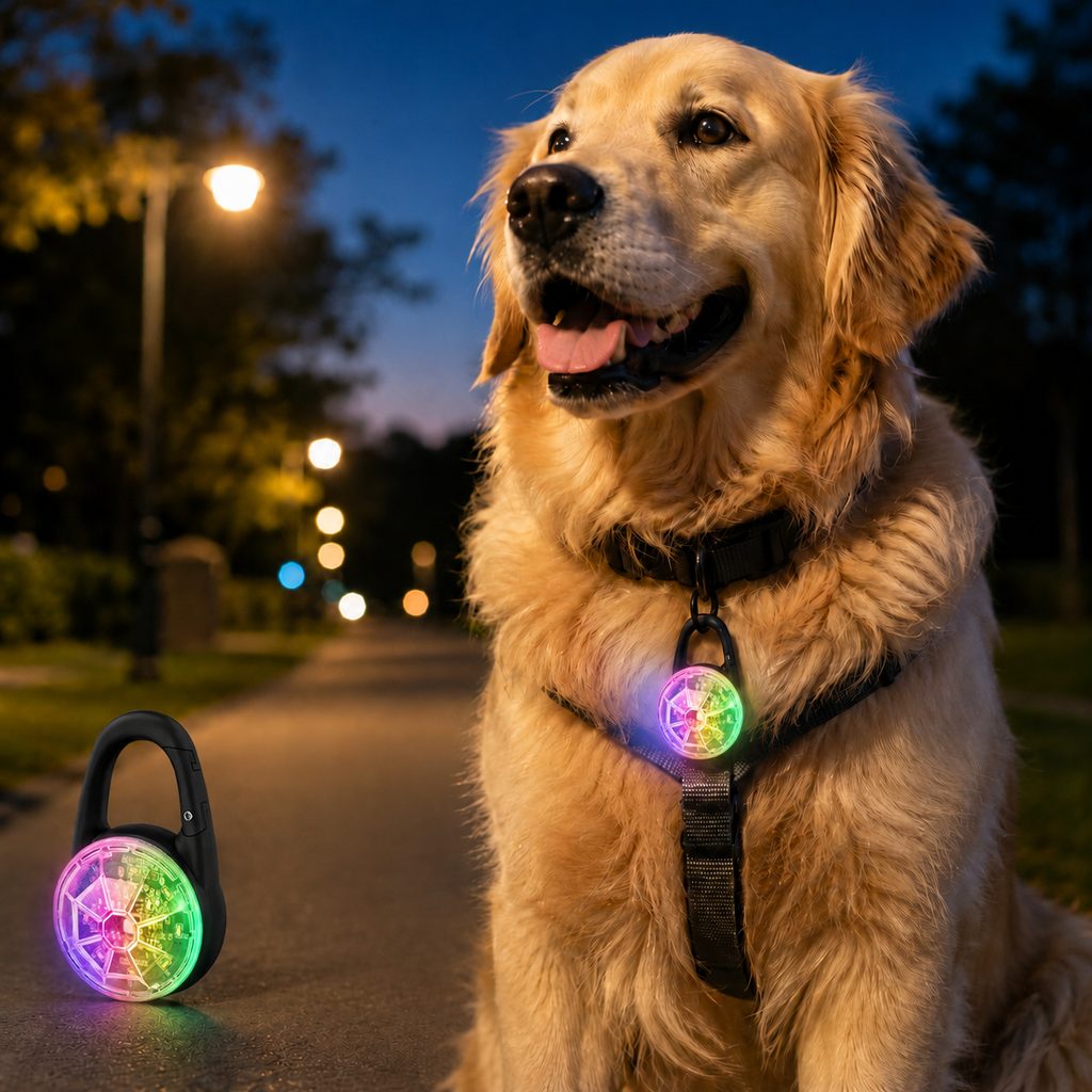 Rechargeable Clip-On LED Dog Safety Light for Night Walks – Keeps Pets Visible During Evening Walks, Jogging & Outdoor A