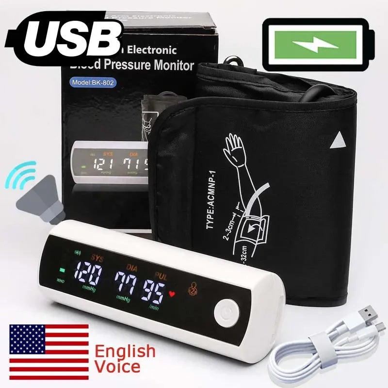 Rechargeable LCD Arm Blood Pressure Monitor with Voice Function – VitalScan