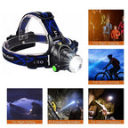 Rechargeable Waterproof Zoomable LED Head Torch
