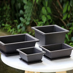 Rectangular Plant Pot with Saucer for Garden and Balcony