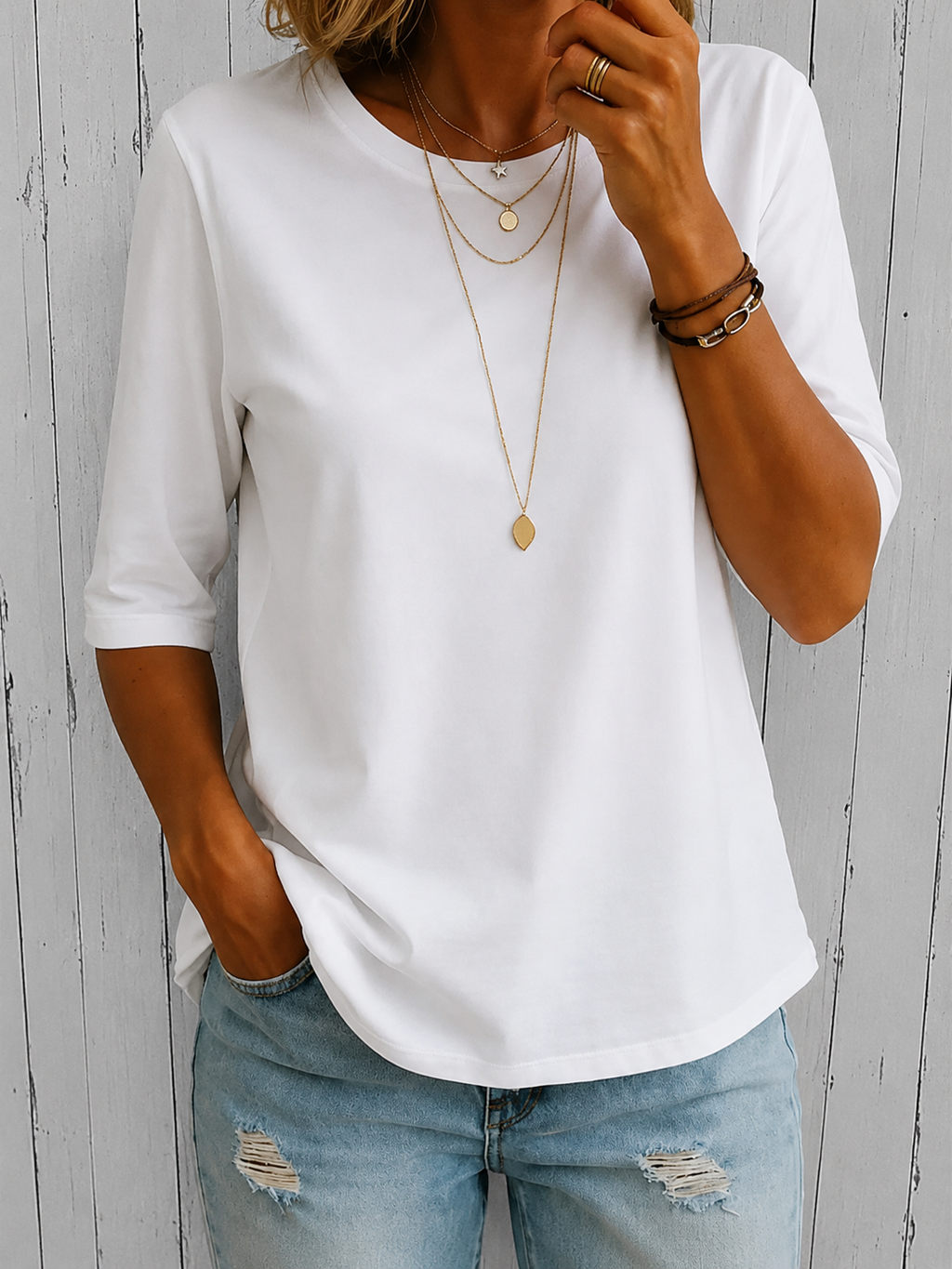 Relaxed Everyday Half-Sleeve Tee for Women