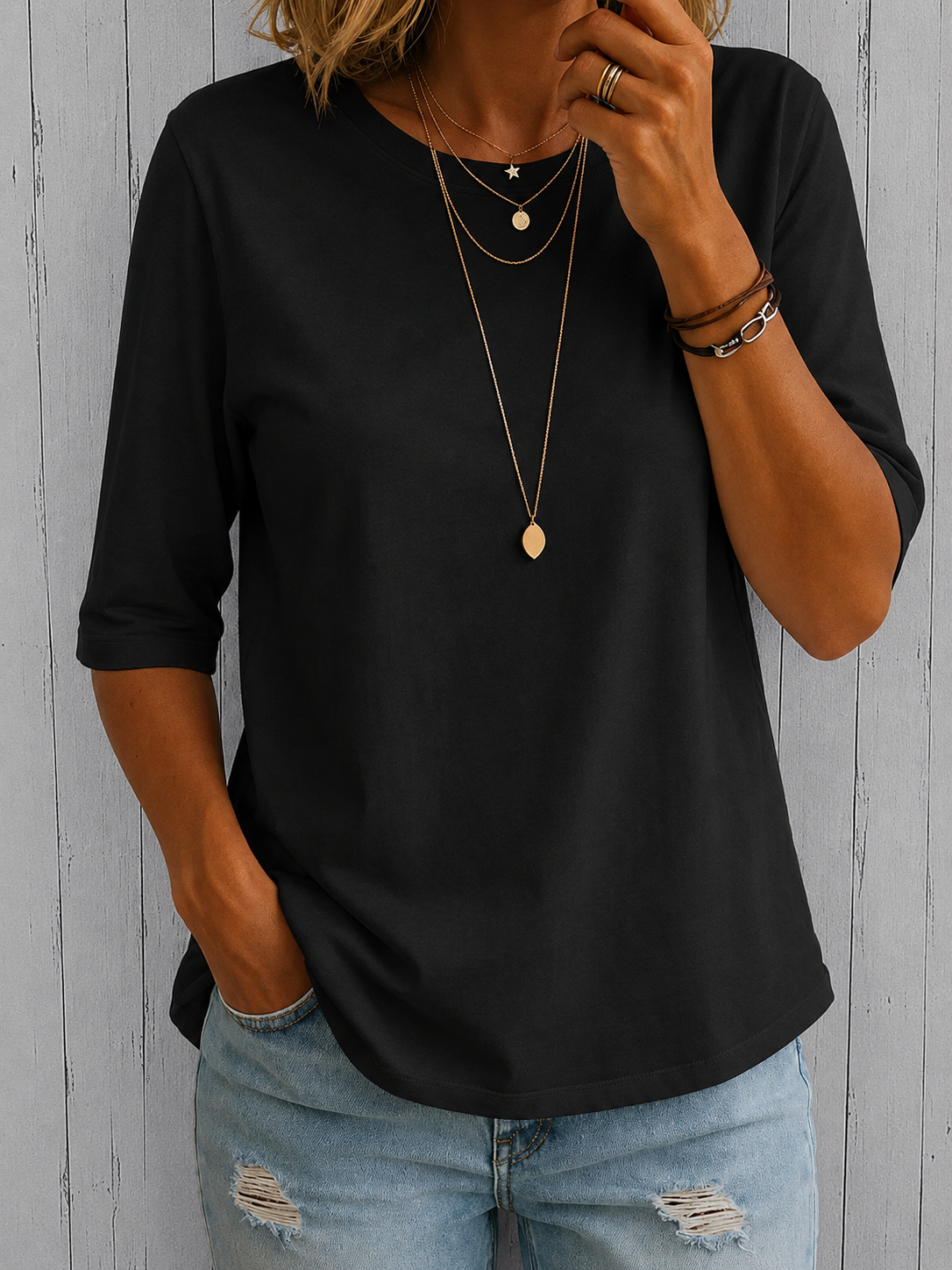Relaxed Everyday Half-Sleeve Tee for Women