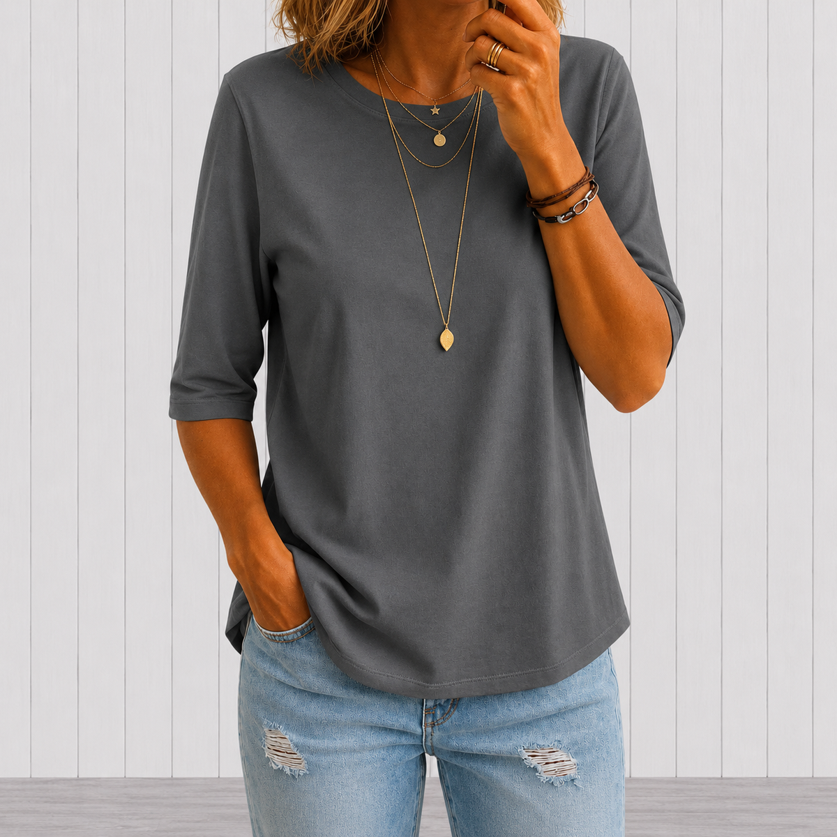 Relaxed Everyday Half-Sleeve Tee for Women