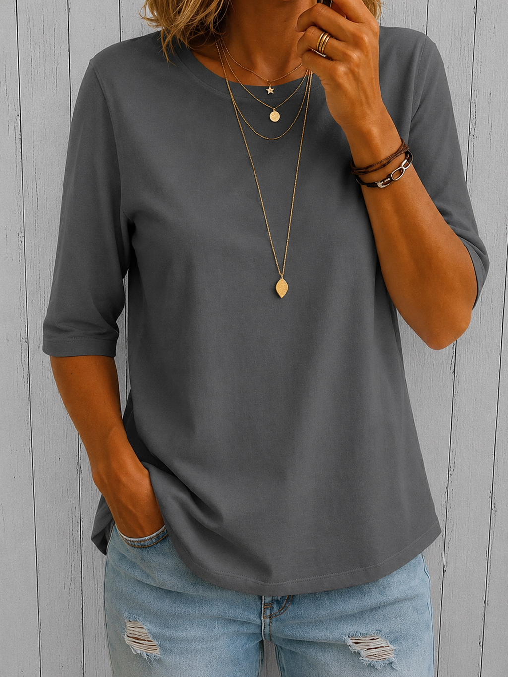 Relaxed Everyday Half-Sleeve Tee for Women
