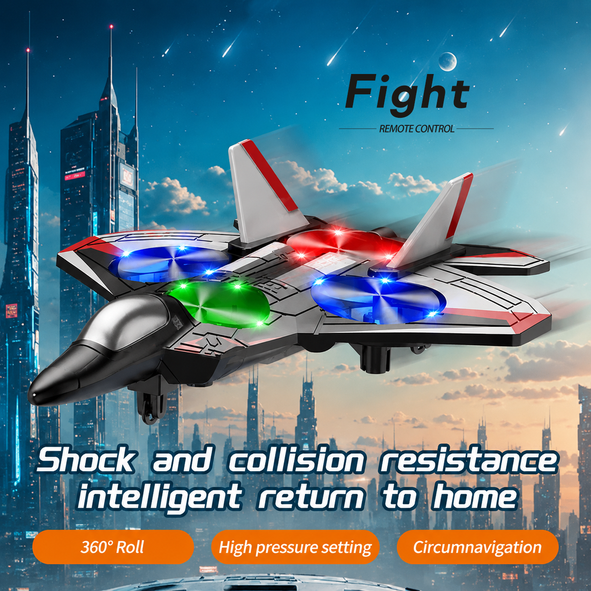 Remote Control Flying Toy | 360° Loops & LED Lights | Shock-Resistant | JetGlow
