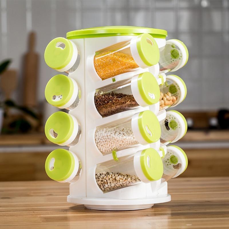 Revolving spice rack with 16 jars