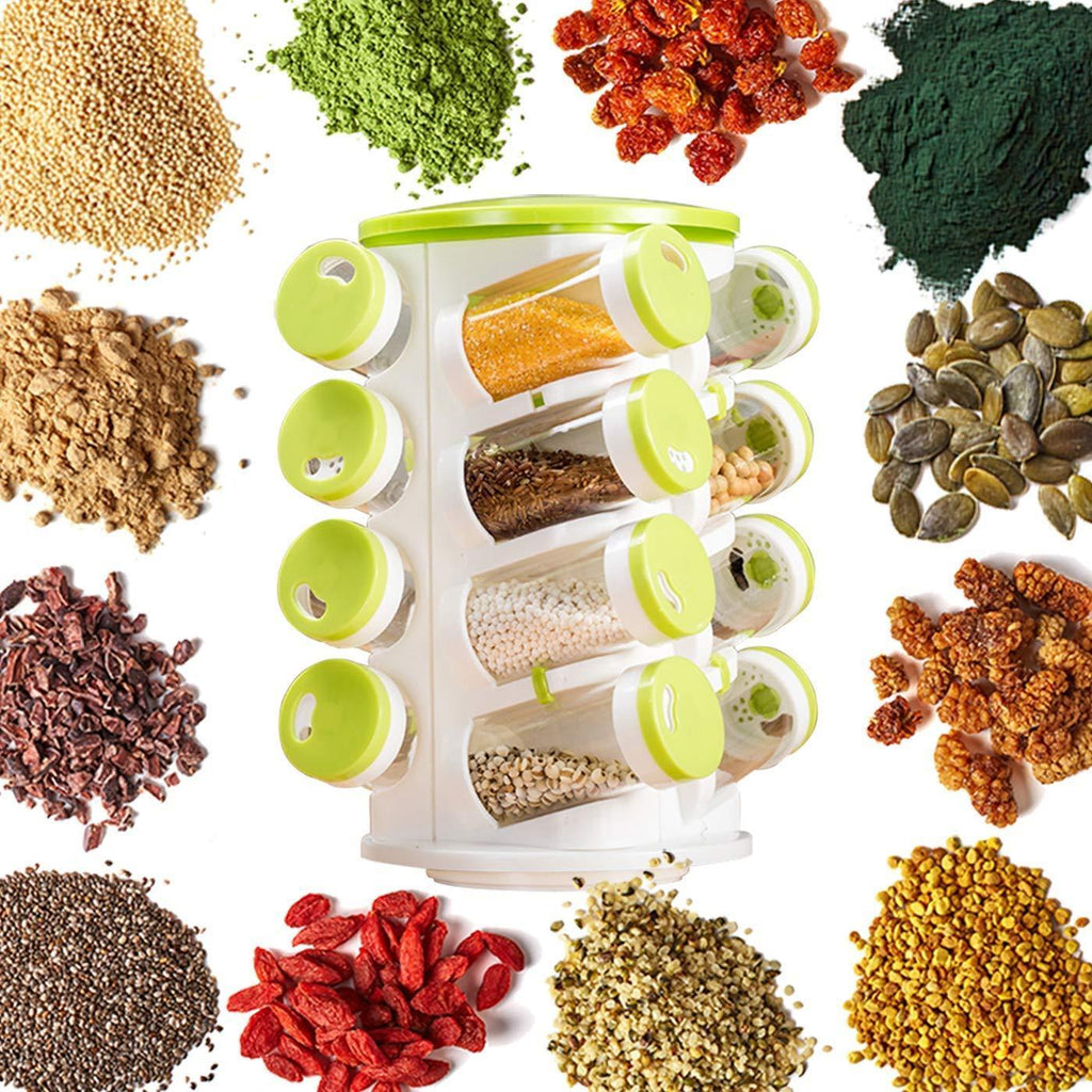 Revolving spice rack with 16 jars
