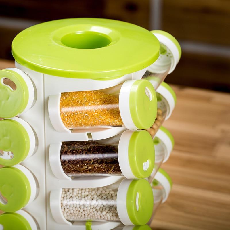 Revolving spice rack with 16 jars