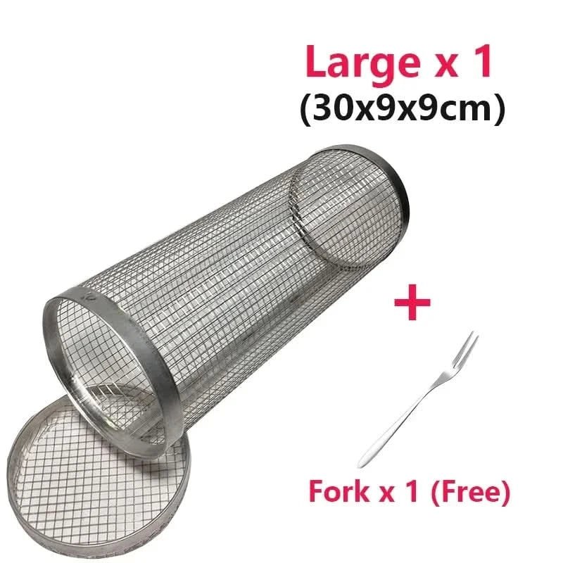 Rotating BBQ Basket – Stainless Steel for Even Cooking