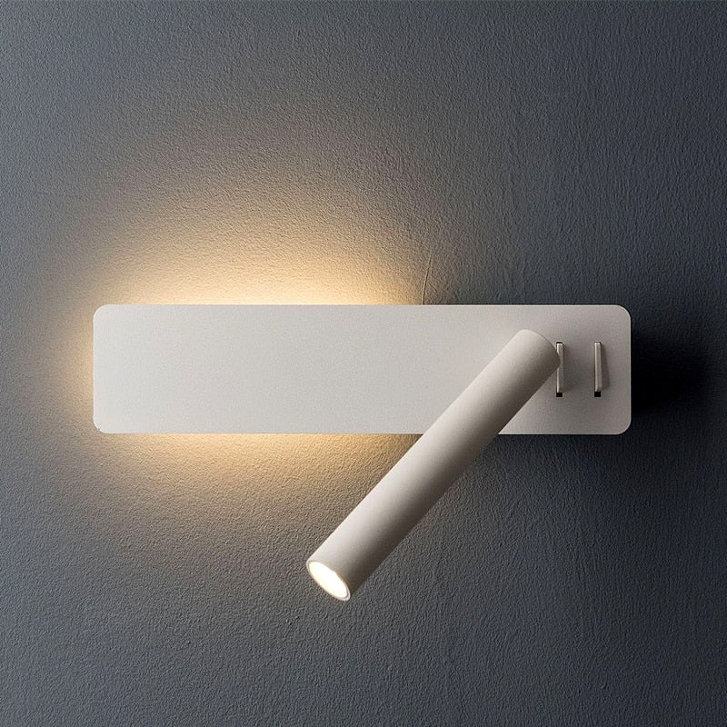 Rotating LED wall reading light | Swivelling spotlight | 2 switches metal | Bedspark