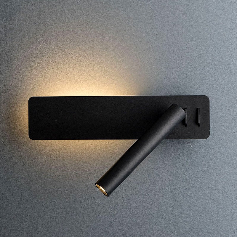 Rotating LED wall reading light | Swivelling spotlight | 2 switches metal | Bedspark