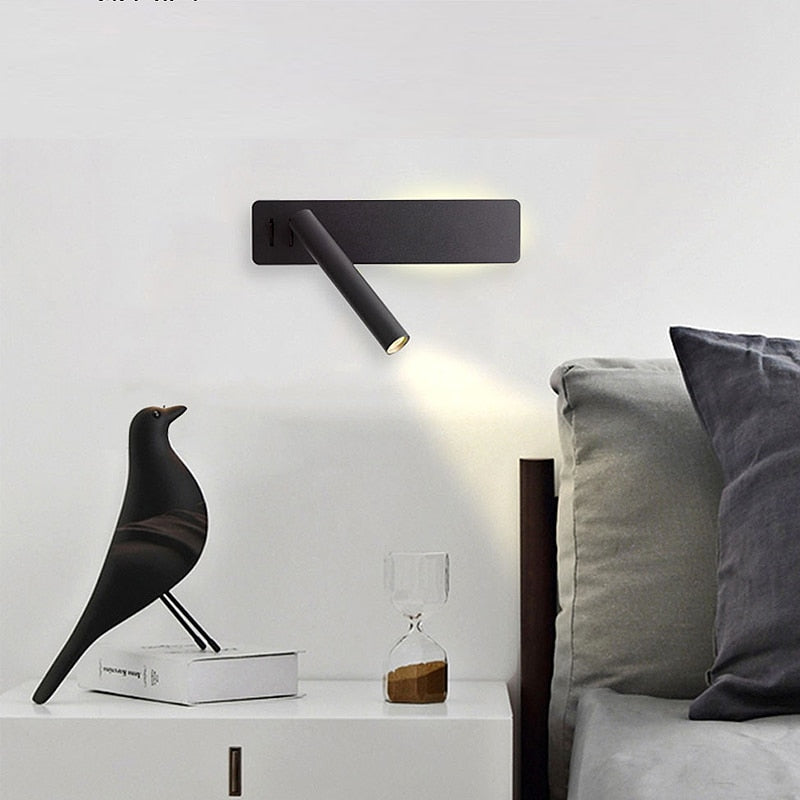Rotating LED wall reading light | Swivelling spotlight | 2 switches metal | Bedspark