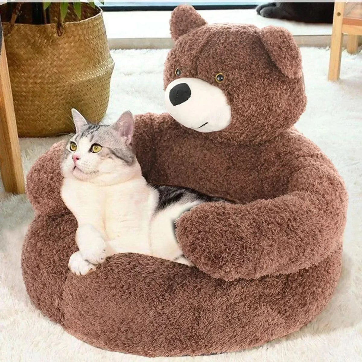 Round Cuddly Cat Bed for Cosy Sleep
