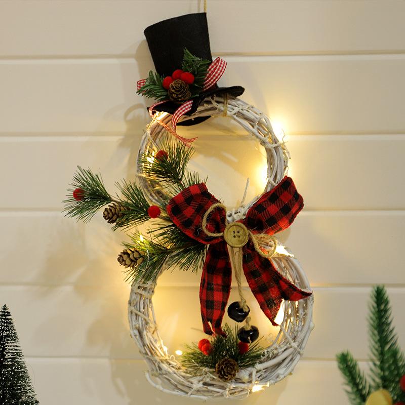 Rustic Snowman LED Christmas Wreath Decoration