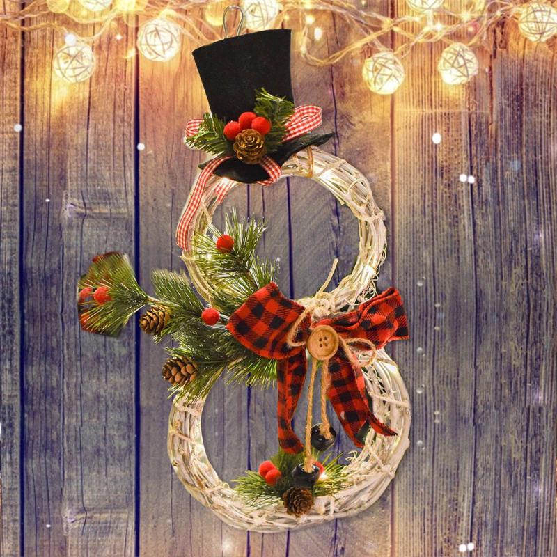 Rustic Snowman LED Christmas Wreath Decoration