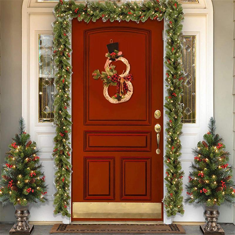 Rustic Snowman LED Christmas Wreath Decoration