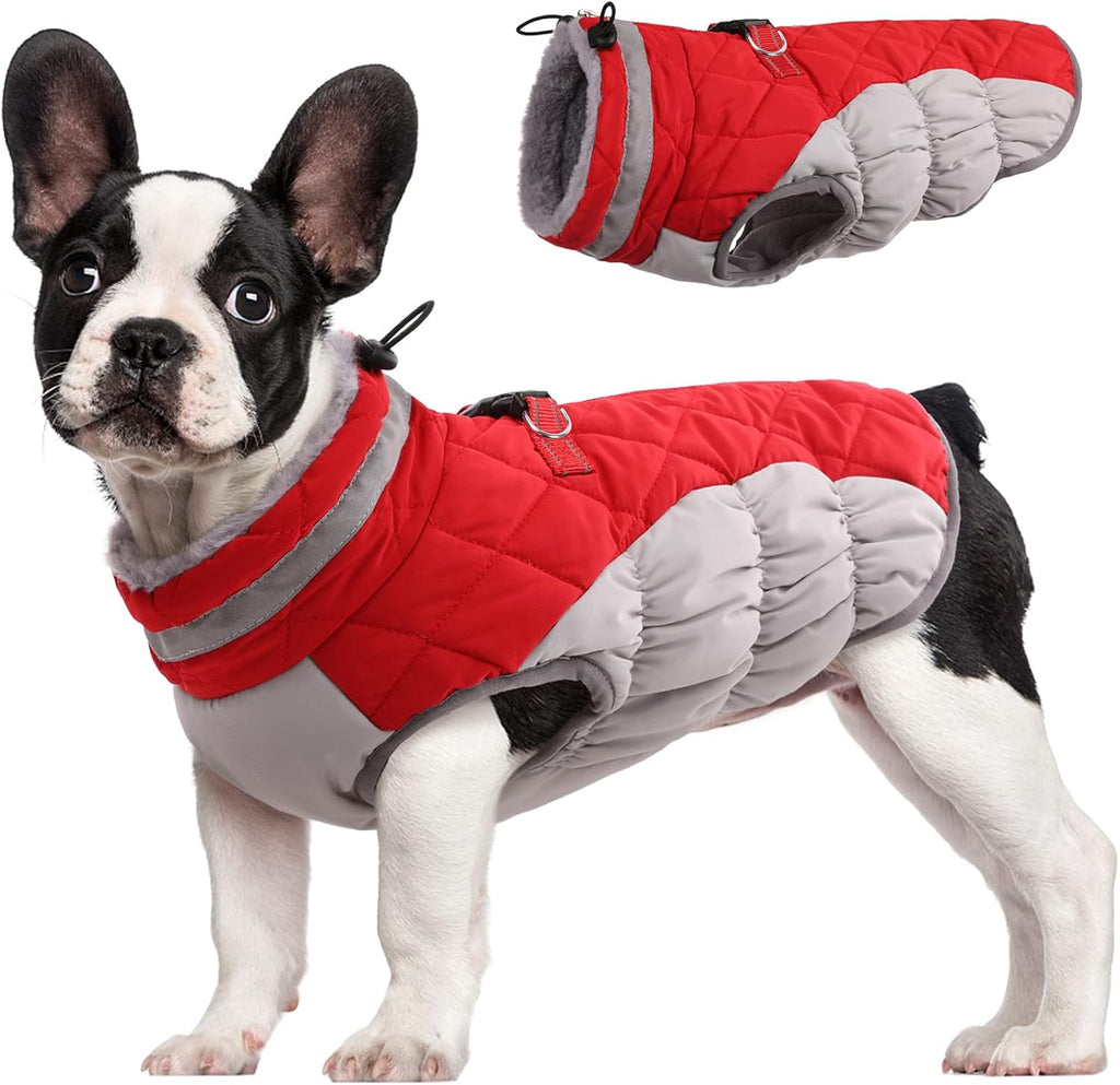 SafeWalk Winter Harness Jacket – Waterproof Dog Jacket with Reflective Strips and Fleece Lining