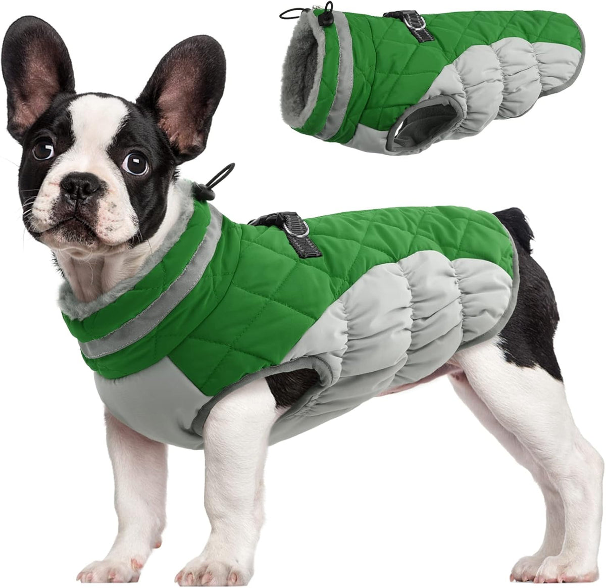 SafeWalk Winter Harness Jacket – Waterproof Dog Jacket with Reflective Strips and Fleece Lining
