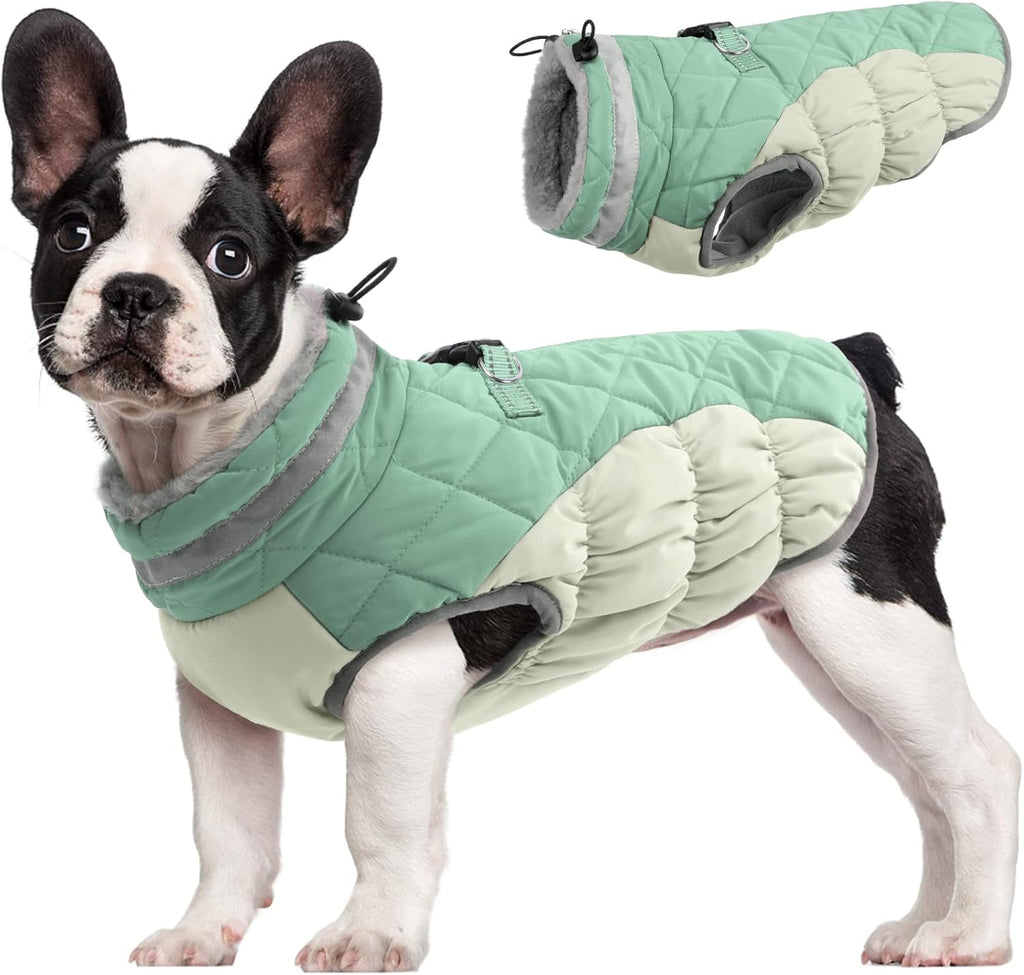 SafeWalk Winter Harness Jacket – Waterproof Dog Jacket with Reflective Strips and Fleece Lining