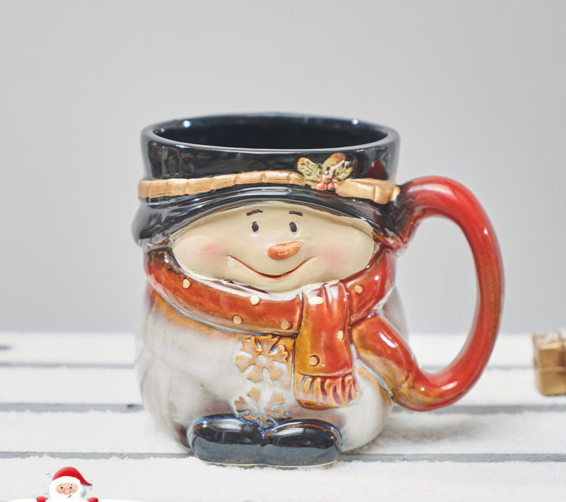 Santa and Snowman Ceramic Christmas Mug