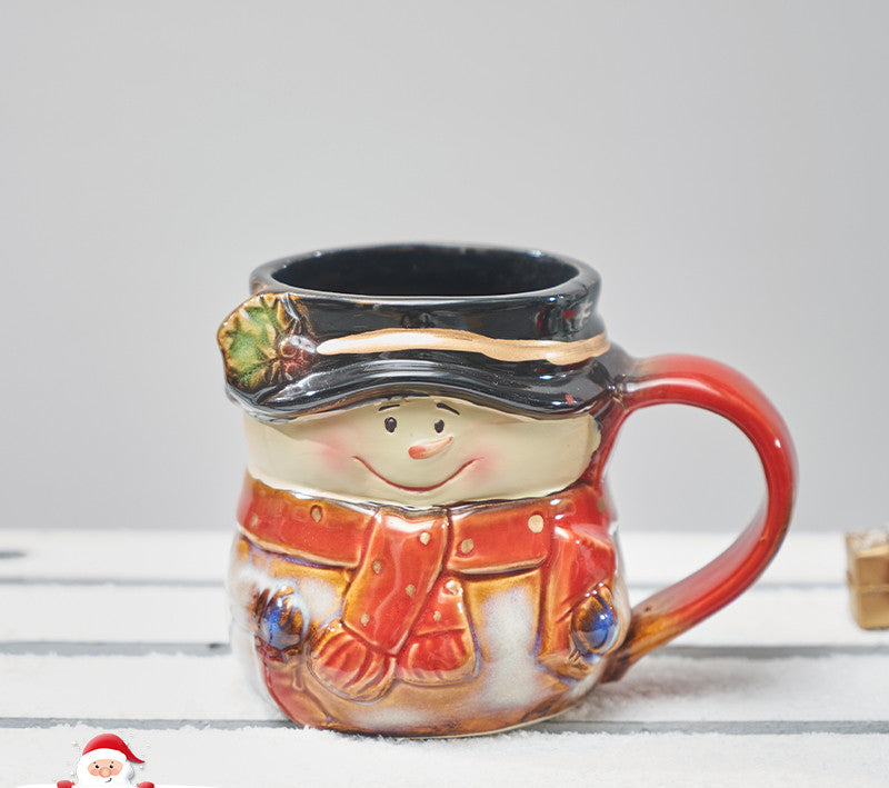 Santa and Snowman Ceramic Christmas Mug
