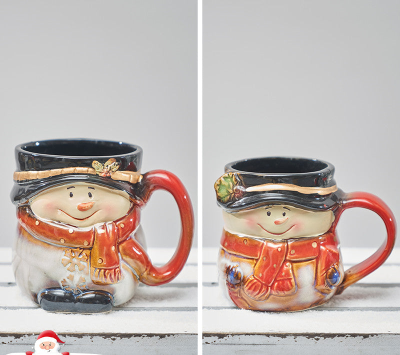 Santa and Snowman Ceramic Christmas Mug