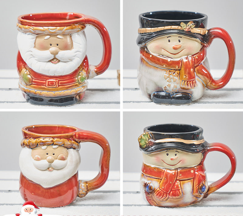Santa and Snowman Ceramic Christmas Mug