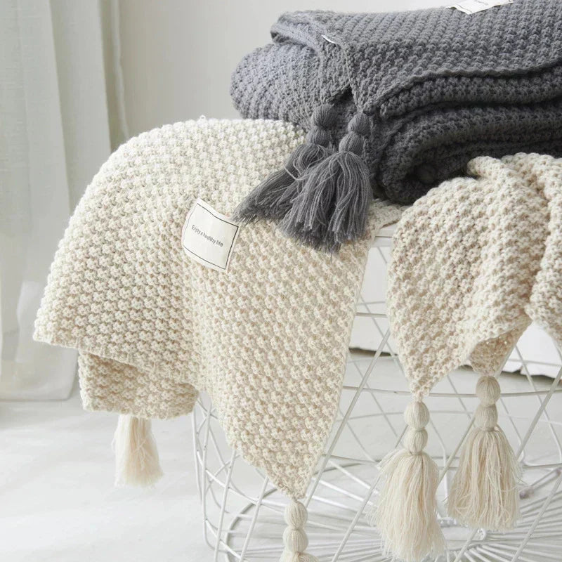 Boneroshop | Scandinavian Knitted Wool Blanket - Aurora