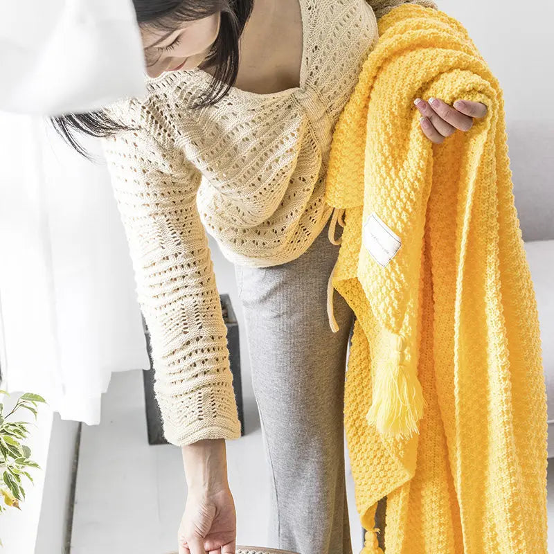 Boneroshop | Scandinavian Knitted Wool Blanket - Aurora