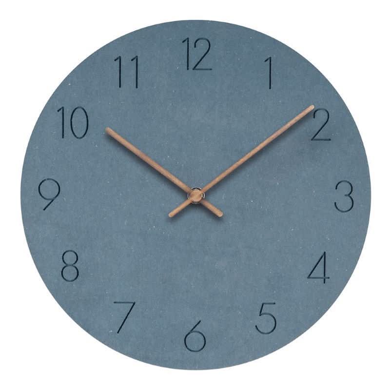 Scandinavian minimalist wall clock with wooden hands and silent mechanism